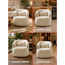 Ver imagem 3 de Poltrona Orgânica Chloe Boucle Bege Redonda Decorativa com Almofada Plumante - Arkell