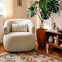 Ver imagem 1 de Poltrona Orgânica Chloe Boucle Bege Redonda Decorativa com Almofada Plumante - Arkell