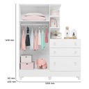 Ver imagem 3 de Berço Nacional 3540 e Guarda Roupa com Cômoda 4070 Doce Sonho Branco Brilho com Pés – Qmovi