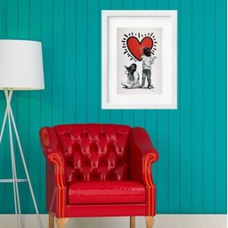 Quadro Crianças com Coração - 60x48cm:madeira Preta - 2