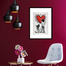 Quadro Crianças com Coração - 60x48cm:madeira Preta - 1