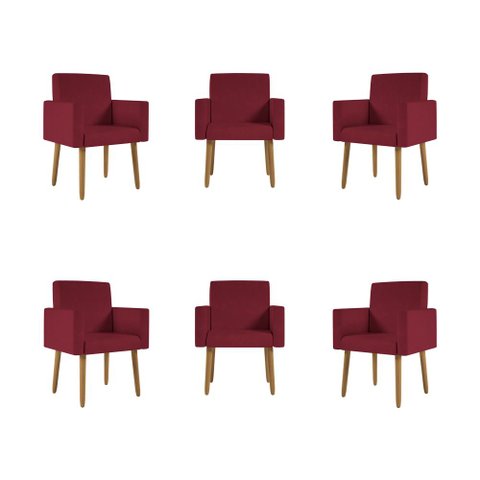 Kit 6 Cadeiras Poltronas Decorativa - Escritório - Recepção - Marsala