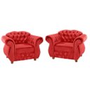 Ver imagem 1 de Kit Duas Poltronas Chesterfield Merlo Suede Vermelho / decoracao, sala tv estar, recepcao