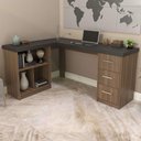 Ver imagem 2 de Mesa Escrivaninha Escritorio em L 3 Nichos 3 Gavetas 154x116 cm Ipe Preto Artany