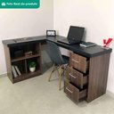 Ver mais imagens de Mesa Escrivaninha Escritorio em L 3 Nichos 3 Gavetas 154x116 cm Ipe Preto Artany