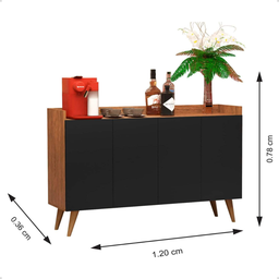 Aparador Buffet Retrô Pés Palito 4 Portas- Dullar:freijó - 5