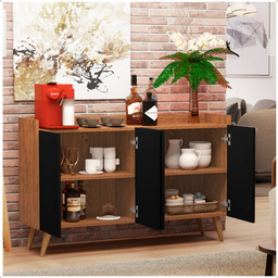 Aparador Buffet Retrô Pés Palito 4 Portas- Dullar:freijó - 4