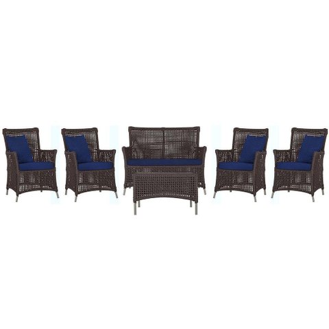 Jogo Sofá 4 Poltronas e Mesa Igapó Fendi E10 Trama Original Marrom