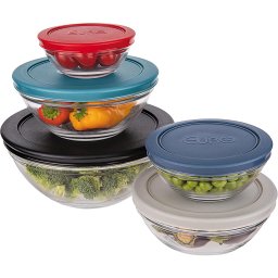 Conjunto com 5 potes de Vidro Redondos com Tampa Plástica Preta, VDR7090-PT, Euro Home - 2