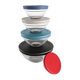 Conjunto com 5 potes de Vidro Redondos com Tampa Plástica Preta, VDR7090-PT, Euro Home - 3