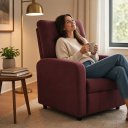 Ver imagem 4 de Poltrona do Papai Reclínavel Matrix Suede - Élpis Móveis - Vinho