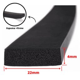 Espuma Fita Adesiva EVA | Borracha Vedação | e=4mmX10 Mts | Preta:22mm - 1