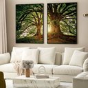 Ver imagem 1 de Quadro Decorativo a Grande Arvore com 2 Telas em Moldura Caixa Tacolado Moldura Caixa Alta 4,5cm Pre