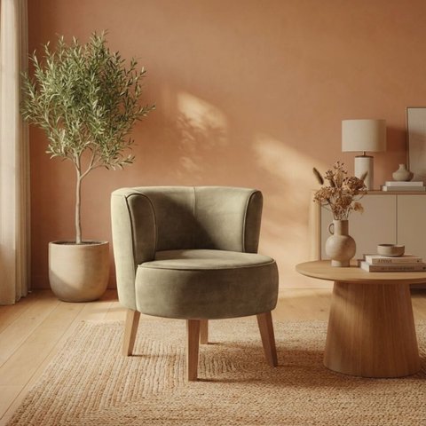 Cadeira Estofada para Sala de Estar Tecido Veludo Aconchegante Reforçada Ergonômica