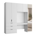 Ver imagem 2 de Guarda Roupa Modular 5 Portas com Mesa e Espelho Altezza Clean Branco