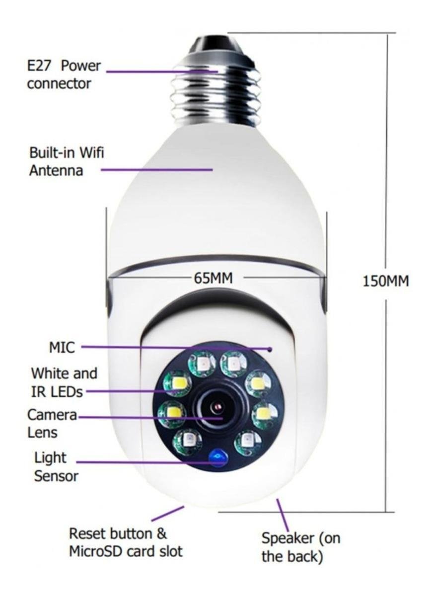 Câmera de Segurança Visão Noturna Lampada Smart Wifi Jt-8177 - 9