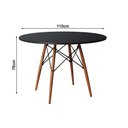 Ver imagem 3 de Mesa de Jantar Redonda em Madeira 110cm Preta com 4 Poltronas Pretas Preto