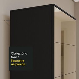 Sapateira Armário Multiúso Madesa Isis 1 Porta com Espelhos - Preto - 9