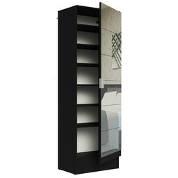 Sapateira Armário Multiúso Madesa Isis 1 Porta com Espelhos - Preto - 8