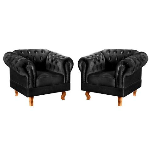 Conjunto 2 Poltronas Dom Pedro Cor:Veludo Preto 410