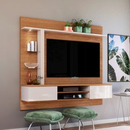 Painel Bancada Suspensa para TV até 60 Polegadas Recife C05 Nature/Off White - Mpozenato - 2