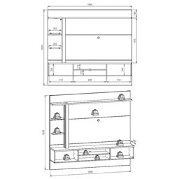 Painel Bancada Suspensa para TV até 60 Polegadas Recife C05 Nature/Off White - Mpozenato - 4