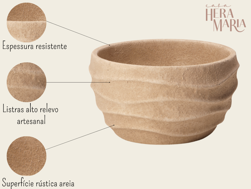 CACHEPOT VASO DECORATIVO ARTESANAL EM CIMENTO GRANDE - 3