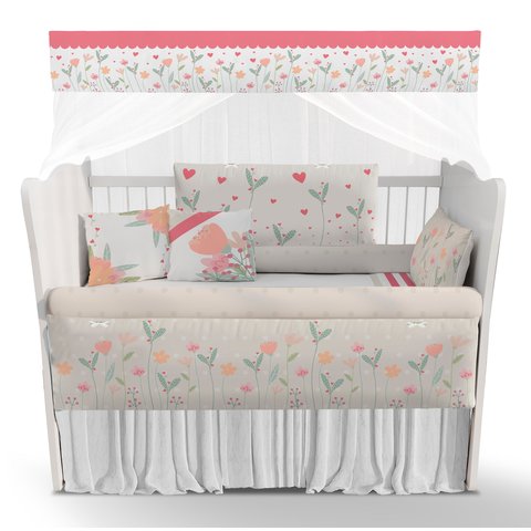 Kit Berço Enxoval de Bebê Balões com Arco-íris - Kt583