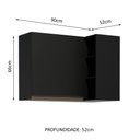 Ver imagem 2 de Armário Aéreo de Canto Madesa Reims 1 Porta e Adega Preto Cor:Preto