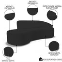 Ver imagem 3 de Sofá Living 3 Lugares 260cm Braço Direito Mozart D06 Sintético Preto - Mpozenato