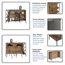 Ver mais imagens de Mesa Bancada Cozinha 131cm C/ Armário 2 Portas e Prateleiras Cor:mel com Grafite