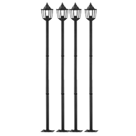 Kit 4 Postes para Praça 166cm Dital Heritage Clássico Preto E27 Luminária Jardim Iluminação
