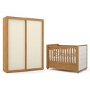 Ver imagem 1 de Jogo de Quarto Infantil Tutto New Guarda Roupa 2 Portas e Berço Freijó/off White com Capitonê -