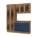 Ver imagem 1 de Armário de Cozinha Compacta com Vidro Reflecta 100% Mdf 192cm Nogueira/azul Profundo Celeste