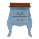 Ver imagem 3 de Cômoda Pequena Madeira Bombê 2 Gavetas 1026 - Azul Céu Laca com Tampo e Base Imbuia Glazer