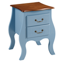 Ver imagem 2 de Cômoda Pequena Madeira Bombê 2 Gavetas 1026 - Azul Céu Laca com Tampo e Base Imbuia Glazer