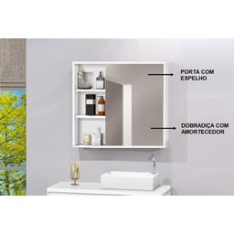 Espelho para Banheiro C/ Porta e Prateleiras Interna 60 cm - 3