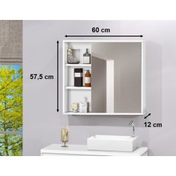 Espelho para Banheiro C/ Porta e Prateleiras Interna 60 cm - 4