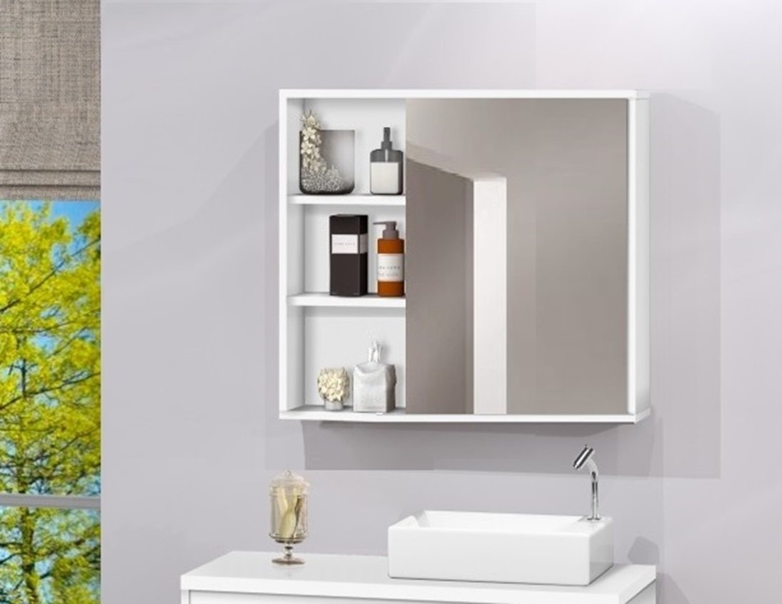 Espelho para Banheiro C/ Porta e Prateleiras Interna 60 cm - 1