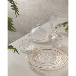 Kit Queijeira + Manteigueira + Meleira + Açucareiro de Cristal Martelado com Fio de Ouro Petra Lyor - 2