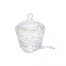 Kit Queijeira + Manteigueira + Meleira + Açucareiro de Cristal Martelado com Fio de Ouro Petra Lyor - 3