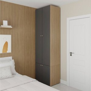 Guarda-Roupa 2 Módulos 4 Portas 3 Prateleiras Frame CabeCasa MadeiraOriginals