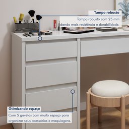 Penteadeira 5 Gavetas 100% MDF Giulia Yescasa - 3