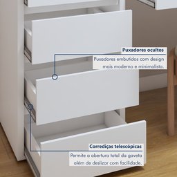 Penteadeira 5 Gavetas 100% MDF Sem Espelho Giulia Yescasa - 2