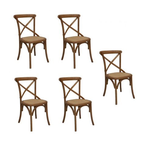 Kit com 5 Cadeiras de Jantar Katrina Marrom/Bétula