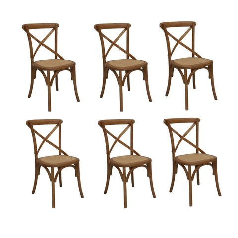 Kit com 6 Cadeiras de Jantar Katrina Marrom/Bétula