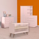 Ver imagem 1 de Conjunto Berço Mini Cama Retrô, Cômoda Sapateira e Guarda Roupa C/ Cômoda Rosa