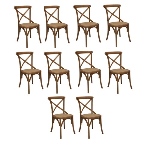 Kit com 10 Cadeiras de Jantar Katrina Marrom/Bétula