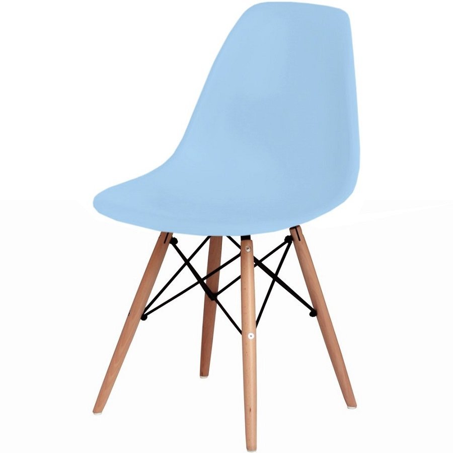 Kit 4 Cadeiras Charles Eames Eiffel Wood Design - Azul Claro - 4