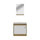 Ver imagem 4 de Armário Conjunto de Banheiro com Gabinete, Cuba e Espelheira 1 Portas Cairo 50 cm Marrom/Lâmina Mel/Branco